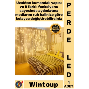 #Led Dekor 8 Fonksiyonlu Peri Perde Led Uzaktan Kumandalı Günışığı Perde Peri Led 3 mt x 3 mt