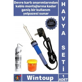#HavyaSeti Profesyonel Elektronik Onarım Seti Kaliteli Lehim Kalem Havya 40 W 3 Parça Şık Özel Set