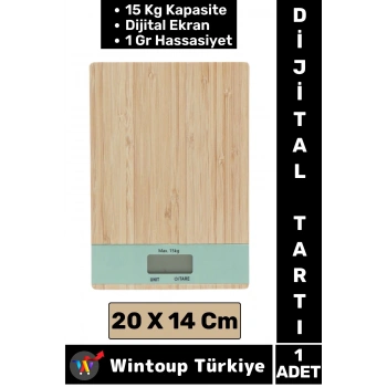 Luxery Dayanıklı Max 15 Kg Kapasiteli 1 Gr Hassasiyet Ahşap Hassas Dijital Mutfak Terazisi Tartı