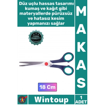 #Makas Keskin Çelik Ağızlı Ergonomik Plastik Saplı Terzi Hobi Kumaş Kağıt Kesme El İşi Makas 18 Cm
