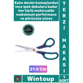 #Makas Lazer Kesim Paslanmaz Çelik Ağızlı Ergonomik Plastik Saplı Profesyonel Terzi Makası 21.5 Cm