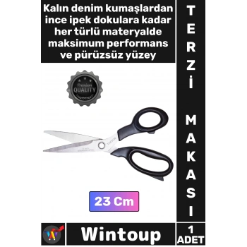 #Makas Lazer Kesim Paslanmaz Çelik Ağızlı Ergonomik Plastik Saplı Şık Profesyonel Terzi Makası 23 Cm