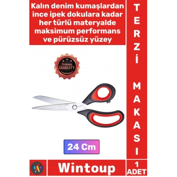 #Makas Lazer Kesim Paslanmaz Çelik Ağızlı Ergonomik Plastik Saplı Şık Profesyonel Terzi Makası 24 Cm