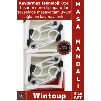 #Mandal Kalite Kaymaz Örtü Tutucu Kaydırmaz Aparatlı Şık Beyaz Plastik 4lü Yaylı Masa Mandalı Seti