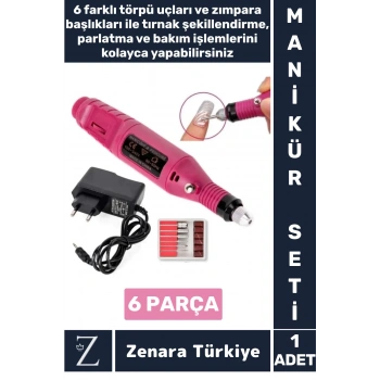 Manikür Pedikür El Ayak Protez Tırnak Şekillendirme Parlatma Bakım Elektrikli Manikür Seti 6 Parça