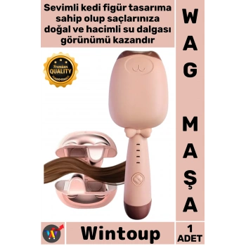 #Maşa Saç Şekillendirici Doğal Hacimli Su Dalgası Isı Ayarlı Çok Şık Sevimli Kedi Figürlü Wag Maşa