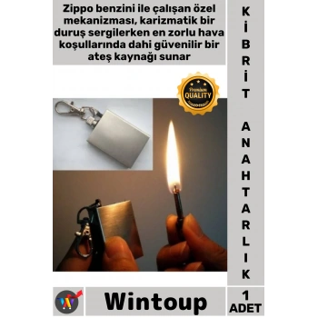 #Anahtarlık Zippo Benzinle Çalışan Rüzgar Geçirmez Kamp Malzemesi Şık Çelik Metal Kibrit Anahtarlık