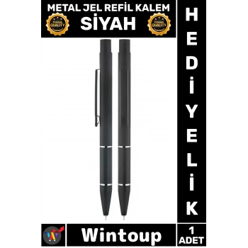 #MetalKalem Özel Lüks Tasarım Akıcı Rahat Yazım Kaliteli Ergonomik Şık Ofis Tipi Öğretmenler Günü Hediye Metal Süper Jel Refil Kalem SİYAH