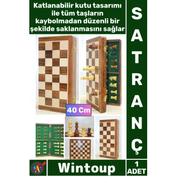 #Satranç Manyetik Seyahat Tipi Mini Mıknatıs Taşlı Ahşap Katlanabilir Kutulu Satranç Oyunu 40 Cm