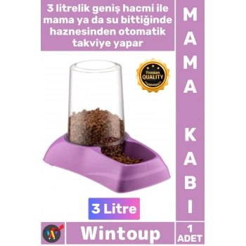 #Mama Kedi Köpek Otomatik Akıllı Hazne Plastik Büyük Boy Kaliteli Şık Hazneli Su Mama Kabı 3 Litre