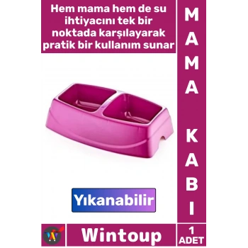#MamaKabı 1. Sınıf Plastik Kedi Köpek Su Kabı Büyük Dayanıklı Kaliteli Modern İkili Büyük Mama Kabı