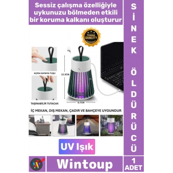 #Sineklik USB Şarjlı Sessiz Kompakt Etki Kamp Bahçe Balkon Mini Taşınabilir Sinek Öldürücü UV Lamba