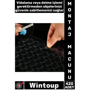 #MontajBandı Uzun Ömürlü Nano Şeffaf Akrilik İz Bırakmaz Cam Plastik Mermer Yapışkan Çift Taraflı Pratik Yuvarlak Montaj Macunu 420 Adet