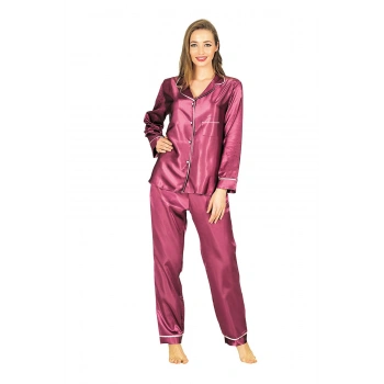 Mor Saten Pijama Takımı - 1613