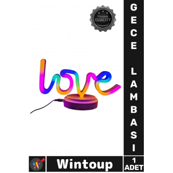 Neon Işıklı Love Yazılı Masa Gece Lambası PİL+USB