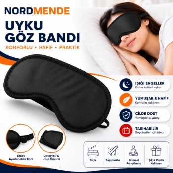 NORDMENDE Uyku Göz Bandı | Premium Işık Geçirmez Göz Maskesi