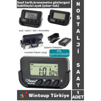 Nostalji Masa Araba Saati Öğrenci Ev Ofis Okul Minibüs Kronometreli Dijital Mini Saat