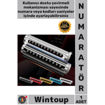 #Numaratör Araç İç Park Telefon Numarası Yazıcı Şık Çevirmeli Ayarlı Torpido Üstü Silindir Numaratör