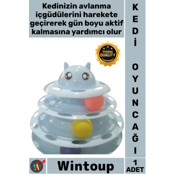 #Oyuncak İnteraktif Eğlence Kulesi Toplu Hareketli Zeka Geliştiren 3 Katlı Kedi Başlık Kedi Oyuncağı