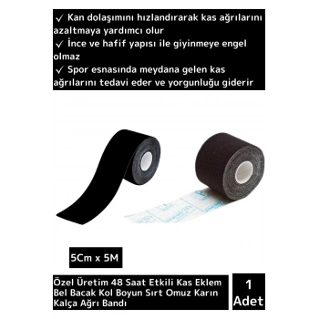 Özel Hızlı Etkili Büyük Boy Kas Eklem Bel Bacak Kol Boyun Sırt Omuz Karın Kalça Ağrı Bandı Siyah