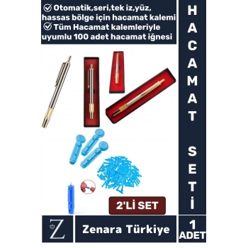 Özel Kutulu Yeni Nesil Yüz Hassas Bölge Rahat Seri Tek İz HACAMAT KALEMİ+100 Adet İğne Hediyeli