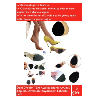 Özel Model Güçlü Düşme Kayma Önleyici Tüm Ayakkabılar İçin Kaymaz Topuk AltıTabanlık 5 Çift