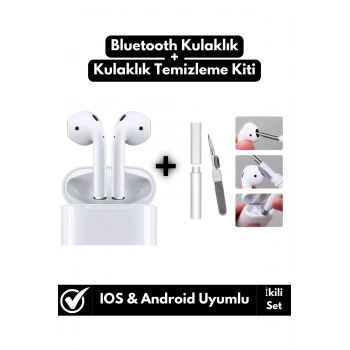 Özel Seri Bluetooth V5 Premium Kulak İçi Kulaklık+Kulaklık Temizleme Kiti Set