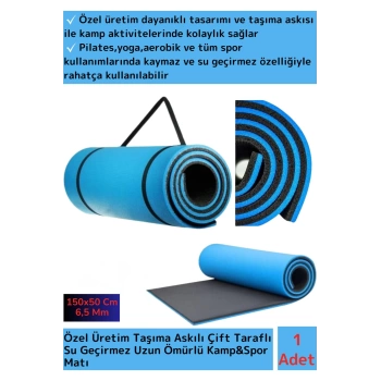 Özel Seri Çift Taraflı Su Geçirmez Taşıma Askılı Kamp Çadır Uyku Matı Minder Yoga Pilates 6,5 Mm