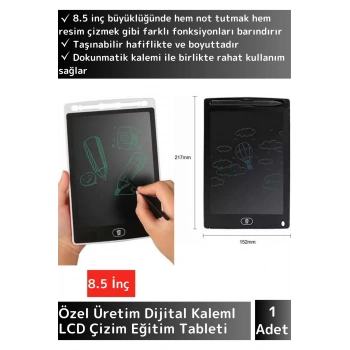 Özel Seri Dijital Kalemli Çocuk Eğitim Tableti Grafik Ders Not Ödev Resim LCD Writing Tablet Beyaz