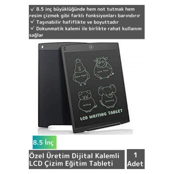 Özel Seri Dijital Kalemli Çocuk Eğitim Tableti Grafik Ders Not Ödev Resim LCD Writing Tablet Siyah