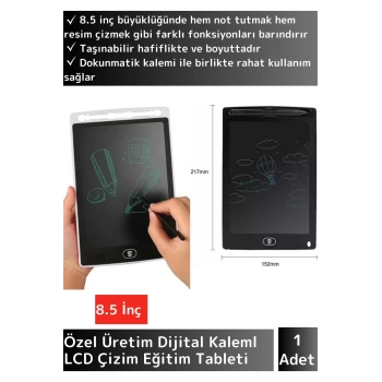Özel Seri LCD Dijital Kalemli Çocuk Not Resim Grafik Çizim Eğitim Tableti 8.5 İnç Tablet