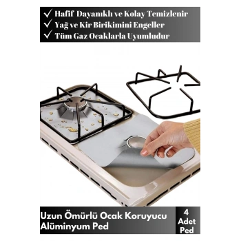 Özel Seri Yağ Kir Koruyucu Kolay Temizlenir Yanmaz Dayanıklı 4lü Ocak Koruyucu Ped Seti