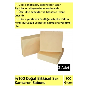 Özel Üretim %100 Doğal Bebeklerde Etkili Yüz Cilt Saç Vücut Bitkisel Sarı Kantaron Sabunu 2 Adet