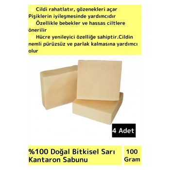 Özel Üretim %100 Doğal Bebeklerde Etkili Yüz Cilt Saç Vücut Bitkisel Sarı Kantaron Sabunu 4 Adet