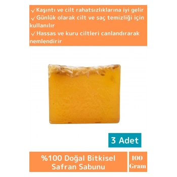 Özel Üretim %100 Doğal Cilt Onarıcı Tüm Vücut İçin Uygun Safran Sabunu 3 Adet
