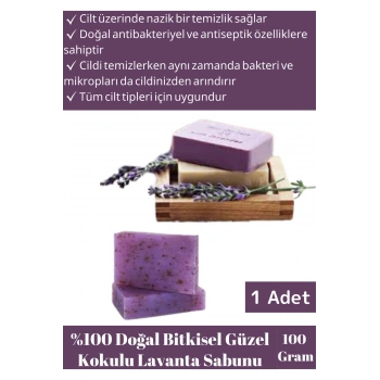 Özel Üretim %100 Doğal Cilt&Saç Onarıcı Tüm Ciltler İçin Uygun Güzel Kokulu Lavanta Sabunu 1 Adet