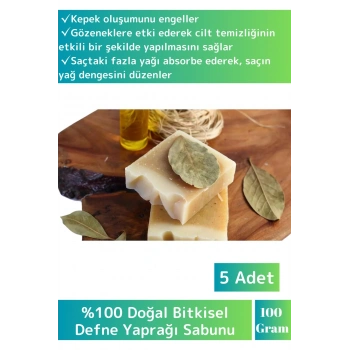 Özel Üretim %100 Doğal Saça Etkili Tüm Vücut İçin Uygun Defne Sabunu 5 Adet