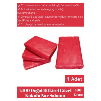 Özel Üretim %100 Organik Bitkisel Güzel Kokulu Cilt Güzelleştirici Nar Sabunu Tüm Ciltler İçin 1 Adt