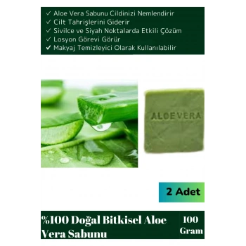 Özel Üretim %100 Organik Tüm Vücut Kullanım Bitkisel Aloe Vera Sabunu 2li