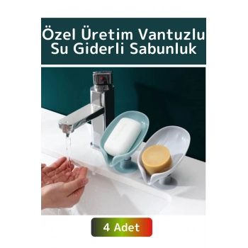 Özel Üretim Banyo Mutfak Lavabo Su Giderli Küflenme Kuruma Koku Önleyici Vantuzlu Sabunluk 4 Adet