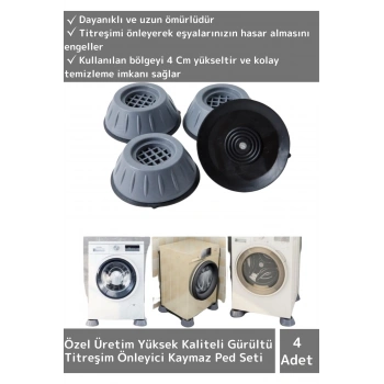 Özel Üretim Çamaşır Makinesi Titreşim Önleyici Mobilya Sabitleyici Kaydırmaz Ayak 4lü Set