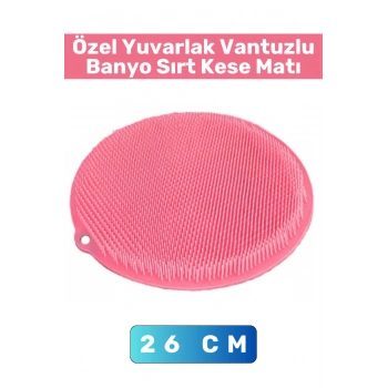 Özel Üretim Dayanıklı Esnek Masaj Etkili Sabitlenebilir Vantuzlu Yuvarlak Sırt Ayak Banyo Kese Matı