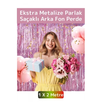 Özel Üretim Ekstra Parlak Saçaklı Doğum Günü Düğün Kına Parti Fotoğraf Çekimi Arka Fon Perde 1X2 Mtr
