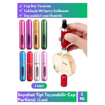 Özel Üretim Gündelik&Seyahat Tipi Taşınabilir Mini Cep Parfüm Şişesi Çanta İçi Tasarım 1 Adet 5 Ml