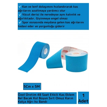 Özel Üretim Hızlı Etkili Azaltıcı Yorgunluk Giderici Isı Ağrı Bantı 5Cmx5M Mavi