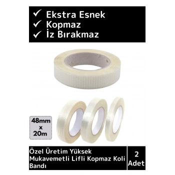 Özel Üretim İz Bırakmaz Yüksek Mukavemetli Çok Güçlü Lifli Kopmaz Koli Bandı 2 Adet