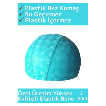 Özel Üretim Su Geçirmez Yüzücü Havuz Deniz Bonesi Elastik Bez Yüzme Şapkası Bone 2 Adet