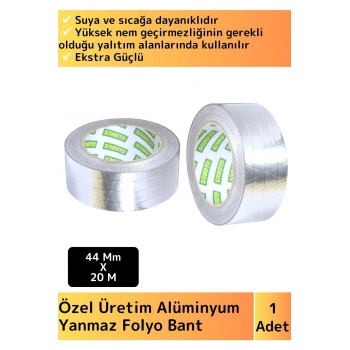 Özel Üretim Suya Sıcaklığa Dayanıklı Tamir Soba Boru Yama Alüminyum Yanmaz Folyo Bant 44Mm-20 Metre