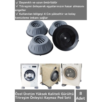 Özel Üretim Titreşim Önleyici Kaydırma Çamaşır Makinesi Mobilya Sabitleyici Ayak 8 Adet