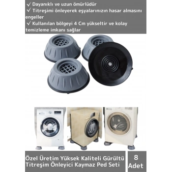 Özel Üretim Titreşim Önleyici Kaydırma Çamaşır Makinesi Mobilya Sabitleyici Ayak 8li Set